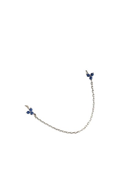 Arete de Cadena con Flor y Zafiro en Oro 18k - LQ Jewelry Design