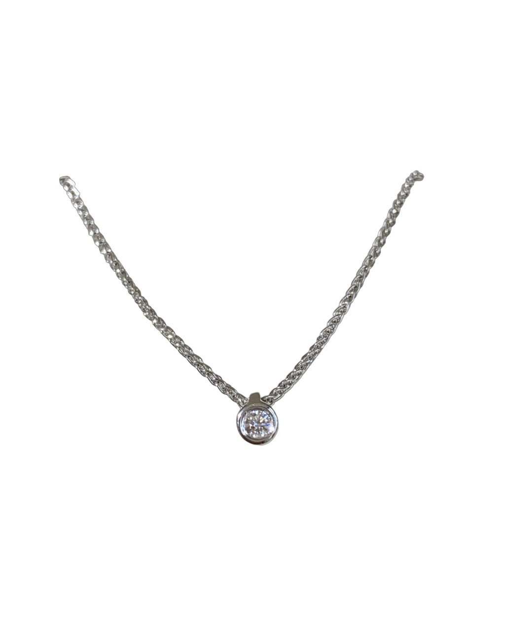 Cadena con Diamante Redondo en Oro Blanco 18k - LQ Jewelry Design