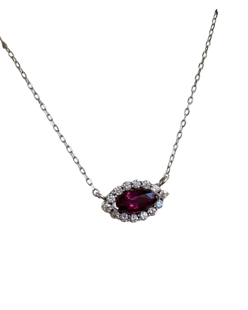 Cadena Ojo Rubí y Chispas en Diamantes en Oro Blanco 18k - LQ Jewelry Design