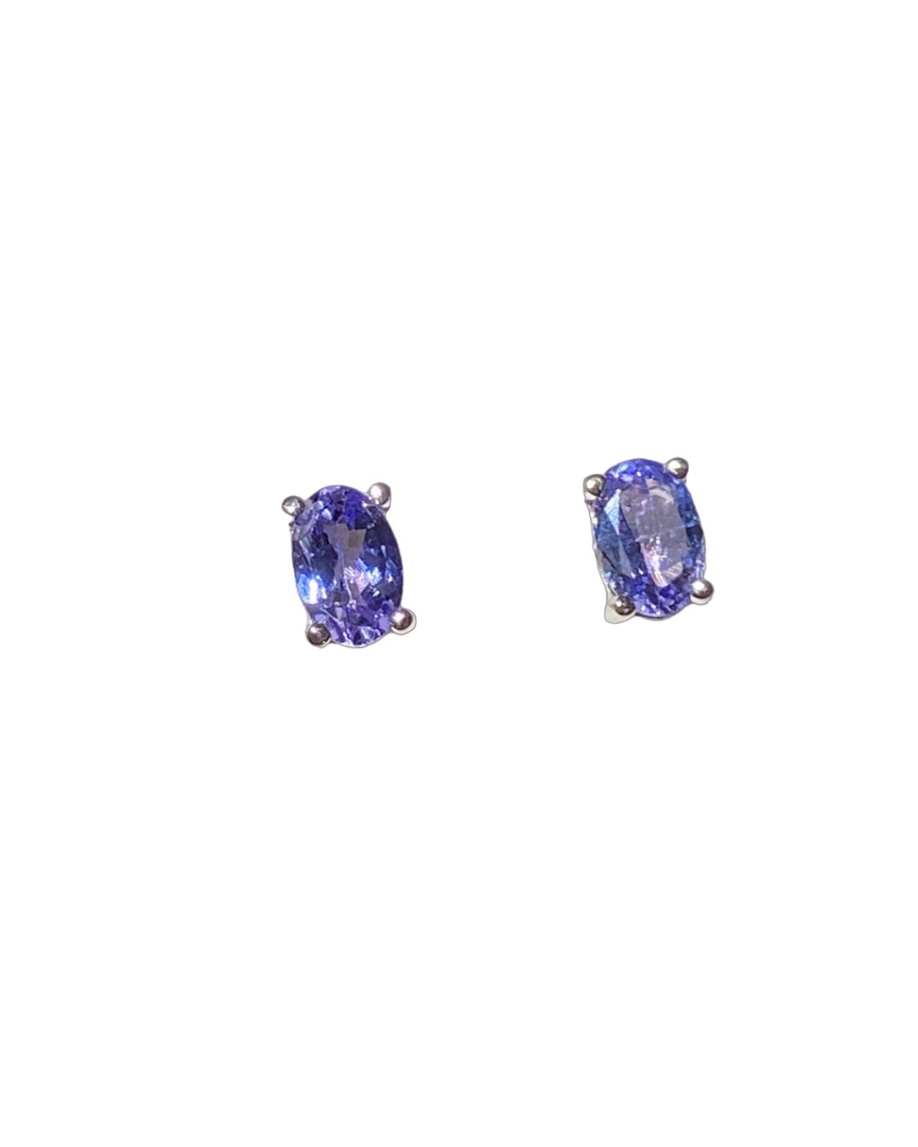 Topos con Piedra Tanzanita Ovalada en Oro Blanco 18k - LQ Jewelry Design