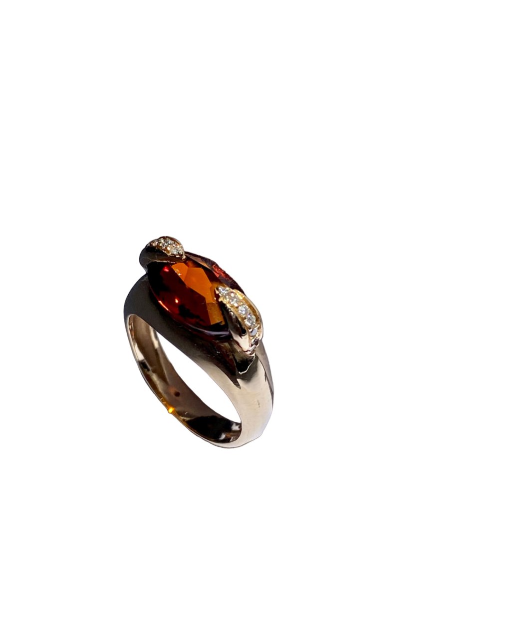 Anillo de Citrino y Diamantes en Oro Amarillo 18k - LQ Jewelry Design
