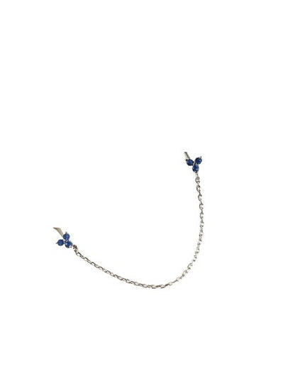 Arete de Cadena con Flor y Zafiro en Oro 18k - LQ Jewelry Design