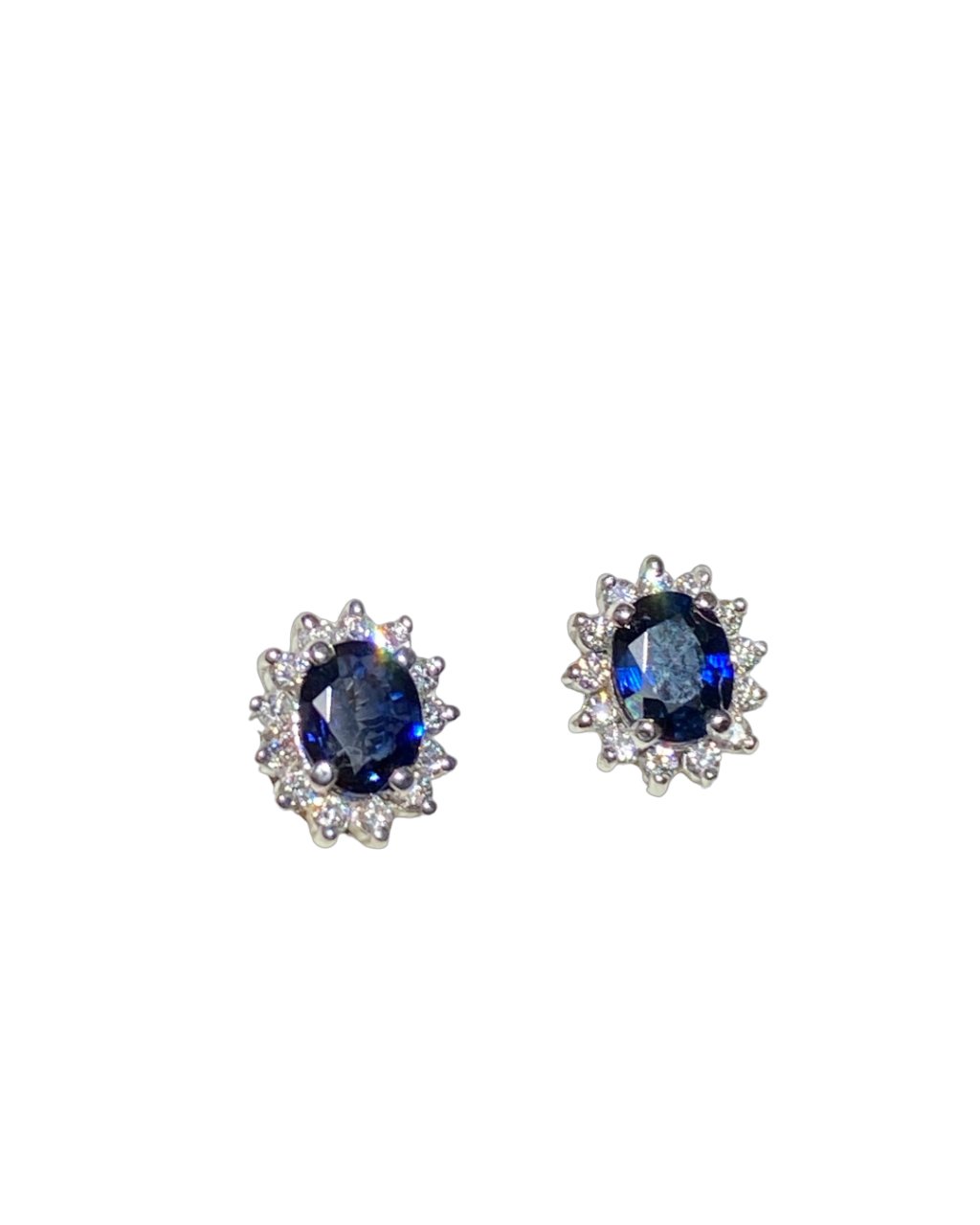Aretes Lady en Zafiro y Chispas de Diamantes en Oro Blanco 18k - LQ Jewelry Design
