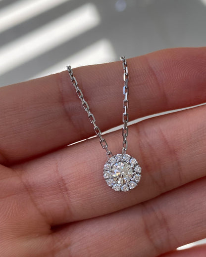 Cadena con Diamante Redondo y Chispas en Diamantes en Oro Blanco 18k - LQ Jewelry Design