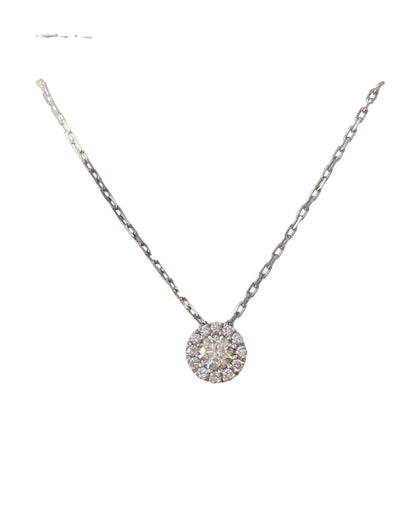 Cadena con Diamante Redondo y Chispas en Diamantes en Oro Blanco 18k - LQ Jewelry Design