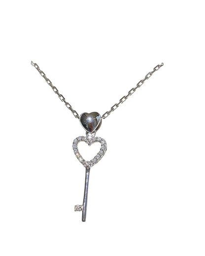 Cadena Llave Love en Oro Blanco 18k con Diamantes - LQ Jewelry Design