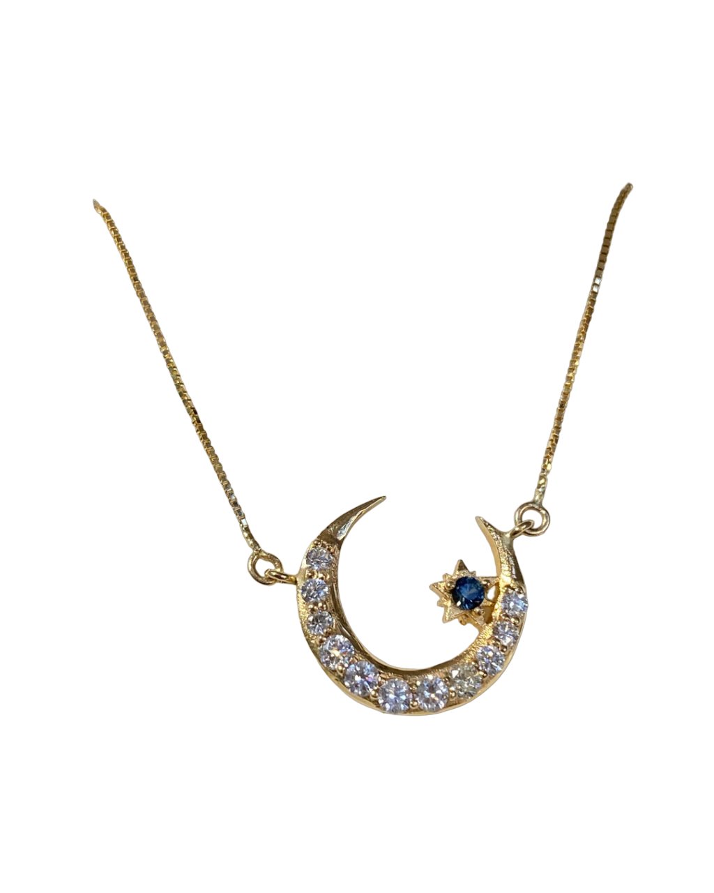 Cadena Moon en Oro 18k con Diamantes y Zafiro - LQ Jewelry Design